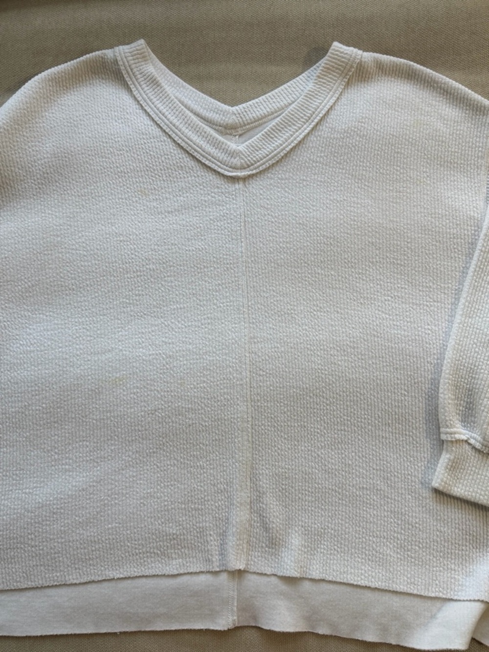 Aerie White V-Neck Sweatshirt